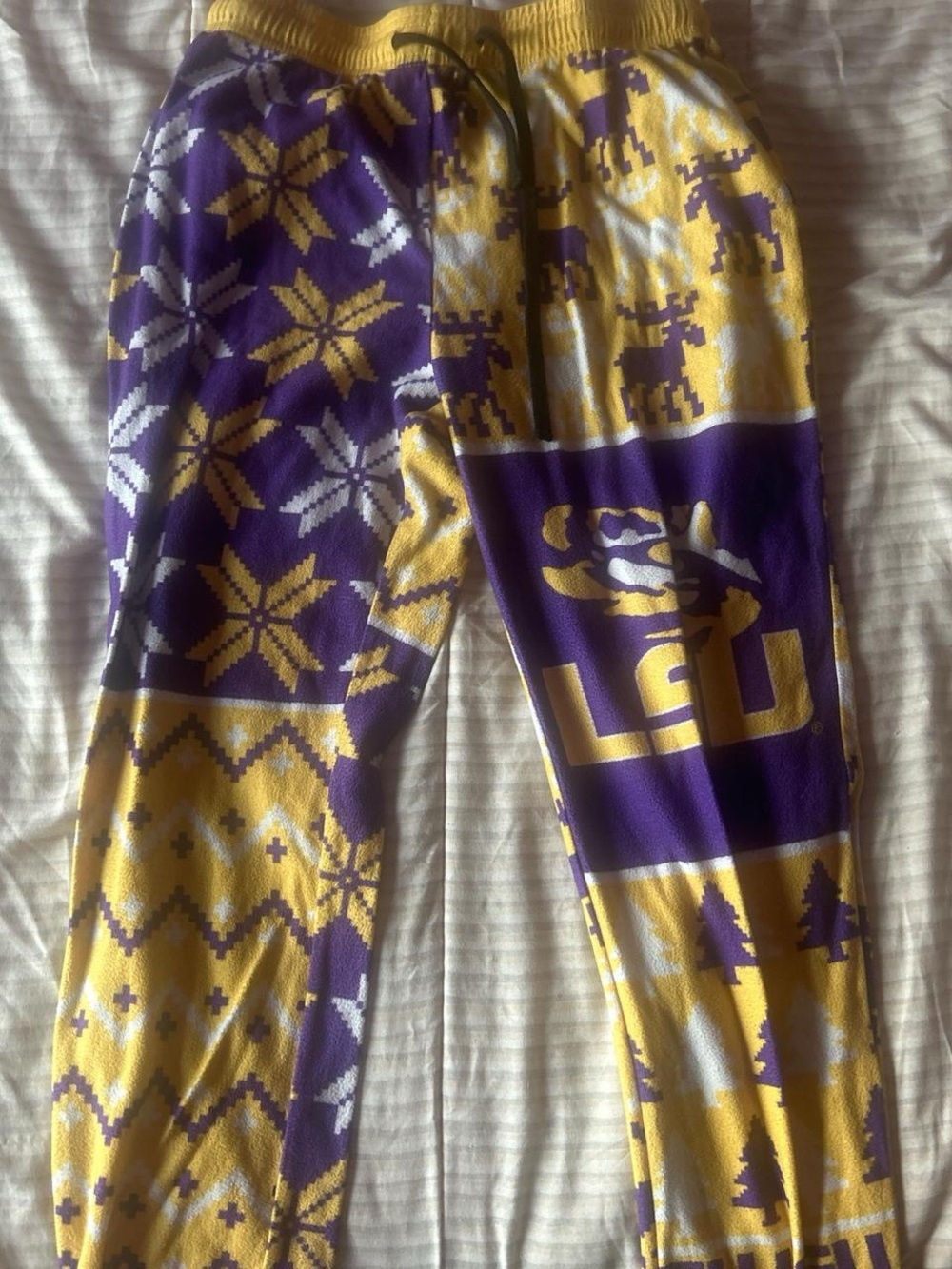 Amazon LSU Purple and Gold Patterned Knit Pajama Pants